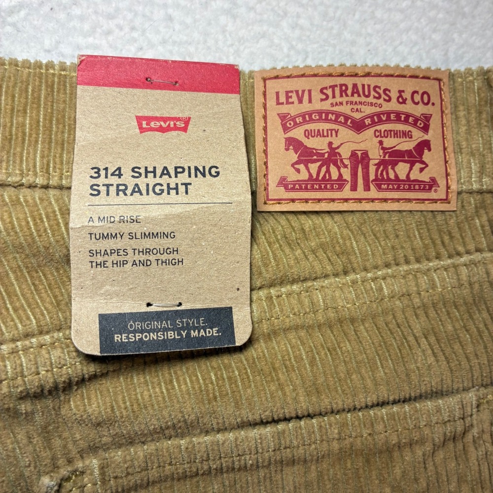 Levis 314 Shaping Straight Corduroy Pants Women 28x30 Tan Preppy Stretch NWT - Picture 3 of 10
